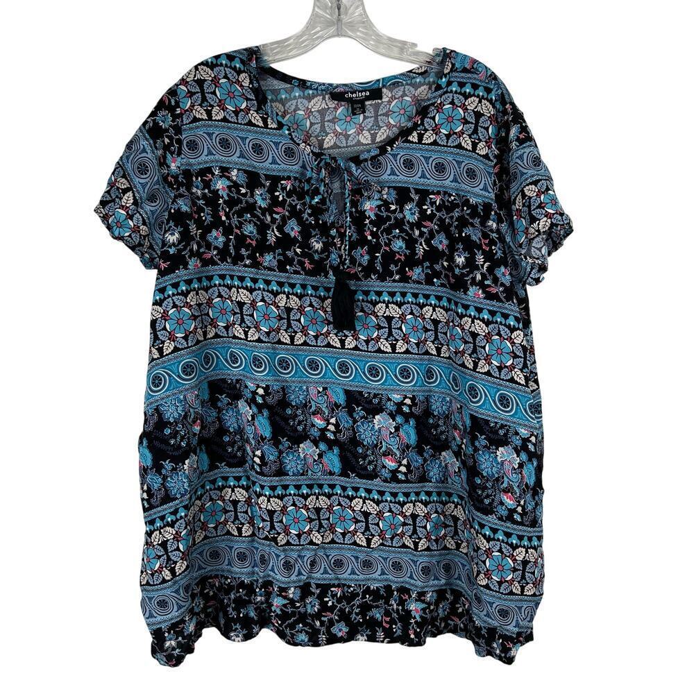 Chelsea Studio Short Sleeve Shirt 22/24 Tie Front Tassel